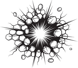 Vector art of an explosion with fragments isolated on white background