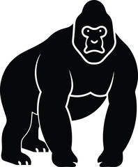 Gorilla strong primate silhouette vector art illustration