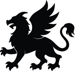 Griffin mythical creature silhouette vector art illustration