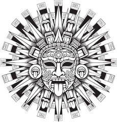 Vector art of an aztec sun god mask isolated on white background