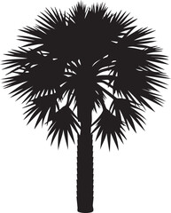 Vector art of a striking silhouette of a palm tree isolated on white background