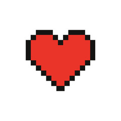 Vector art of a pixelated red heart isolated on white background