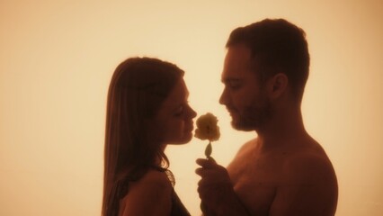 Silhouette of a Couple Sharing an Intimate Moment Together