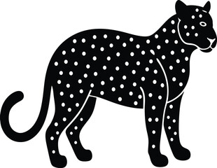 Leopard spotted big cat silhouette vector art illustration
