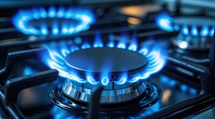 Two gas burners ablaze