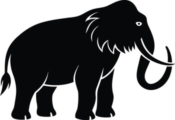 Fototapeta premium Mammoth prehistoric elephant silhouette vector art illustration