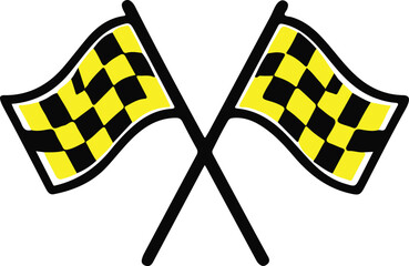 Vector art of two crossed checkered racing flags isolated on white background