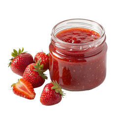 Delicious Strawberry Jam Homemade Recipe  Jar of Preserves Isolated On Transparent Background