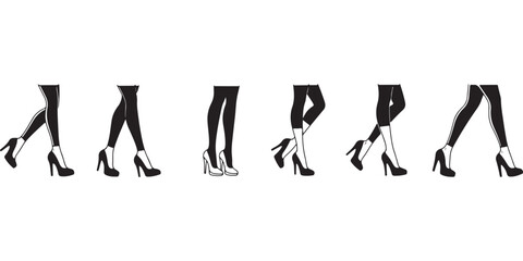 Vector art of elegant legs in high heels walking in a stylish manner isolated on white background