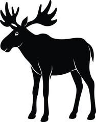 Obraz premium Moose antlered animal silhouette vector art illustration