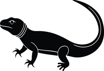 Monitor lizard reptile creature silhouette vector art illustration