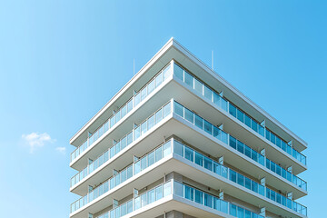 青空に映える新築マンションの外観