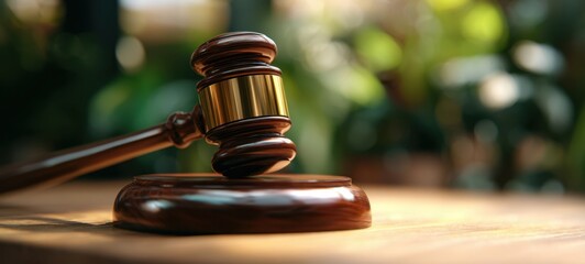 The gavel symbolizing justice and decision-making in a professional legal setting.