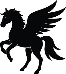 Pegasus flying horse myth silhouette vector art illustration