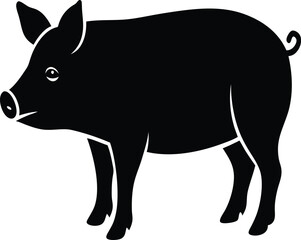 Pig farm animal silhouette vector art illustration