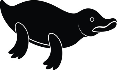 Platypus unique mammal silhouette vector art illustration