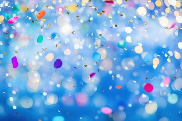 Confetti and bokeh lights background colorful blue.