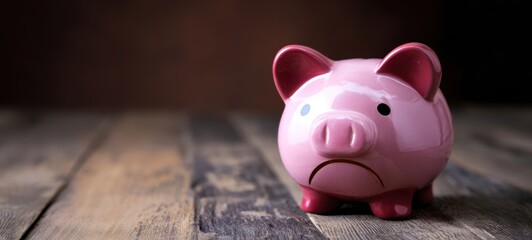 The Sad Piggy Bank Symbolizing Financial Concerns and Savings Challenges