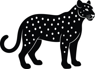 Snow leopard wild cat silhouette vector art illustration