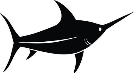 Swordfish ocean fish silhouette vector art illustration