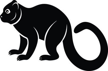 Tamarin small monkey silhouette vector art illustration