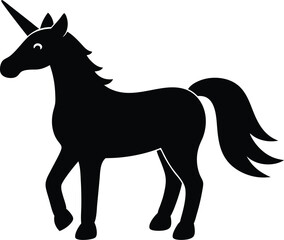 Unicorn fantasy horse silhouette vector art illustration