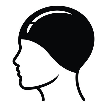 Swim Cap Icon, Vector, Illustration, Icon, Outline, Line Art, Silhouette, Logo, White Background.