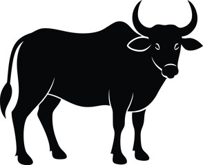 Water buffalo large animal silhouette vector art illustration