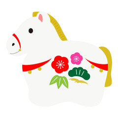 松竹梅模様の馬の土鈴