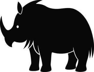 Woolly rhino extinct animal silhouette vector art illustration