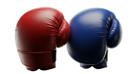 Clash of the Titans Red Boxing Glove Meets Blue Symbolizing Competition and Determination on a Black Background
