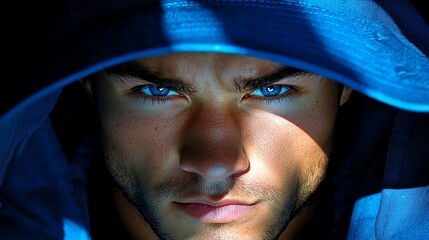 Schöner Mann mit blauen Augen