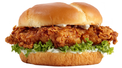 Closeup of a delicious chicken sandwich with fresh lettuce, tasty meal any time of day.