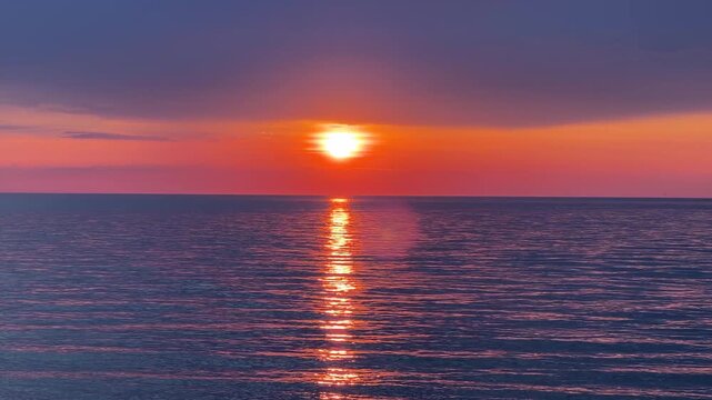 Sunset Over The Baltic Sea In Palanga. 4k. Time Lapse.