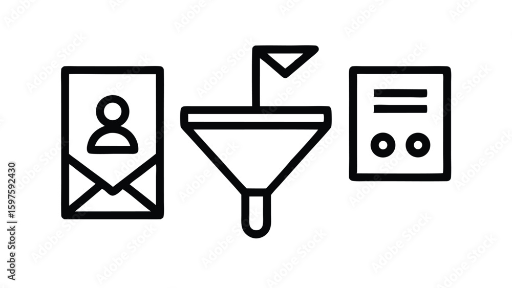 Poster vector icon set email open rate tracking communication metrics and analytics