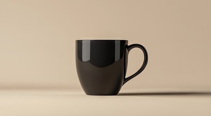 Black mug on beige background (8)