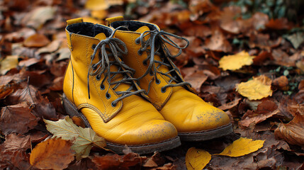 yellow boots on the ground