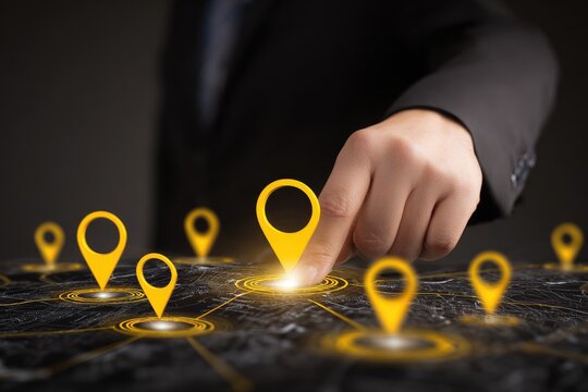 Businessman interacting with a digital map