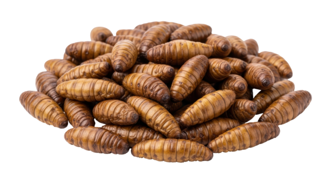 Isolated Pile of Silkworm Pupae