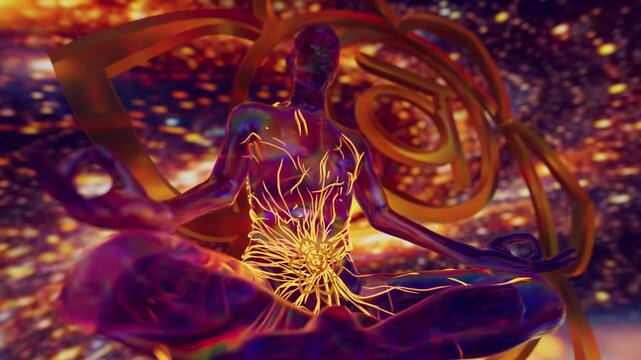cyclic 3D rendering. Svadhishthana chakra in esotericism.	