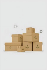 Sustainable Shipping Boxes and Green Delivery &ndash; Flat Illustration of Eco Logistics