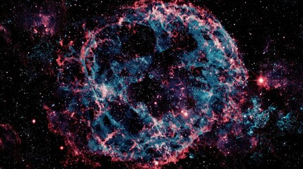 Colorful Pixelated Nebula In Deep Space