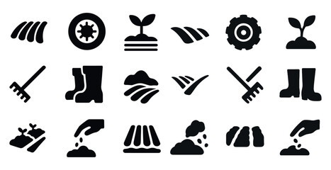 [main theme] solid icons set &ndash; filled, silhouette, [related term] symbols