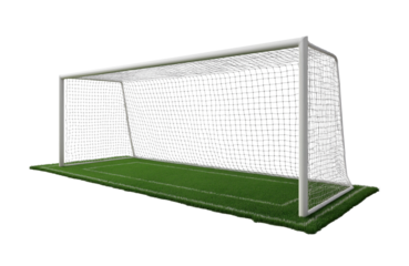 White football soccer goal net isolated on transparent background, cutout.