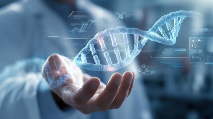 Futuristic visualization of DNA structure in medical and scientific exploration
