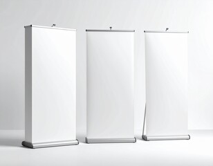 Blank Retractable Banner Stands Mockup for Design Presentation.