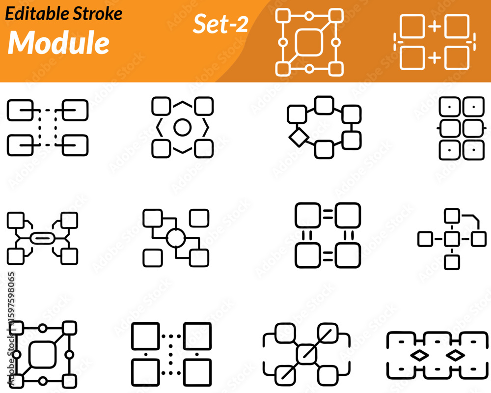 Fototapete a structured icon representing modular components—often shown as interlocking blocks, puzzle pieces,