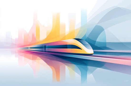 Abstract flowing lines that form smooth shapes in shades of magenta, blue, and orange create a vibrant and futuristic cityscape with dynamic perspective