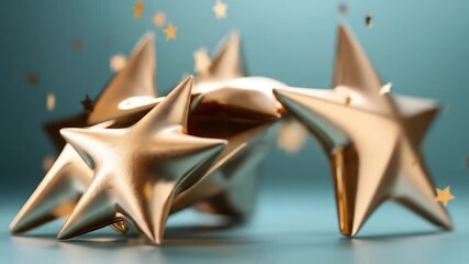 Gold stars on a teal background - Powered by Adobe