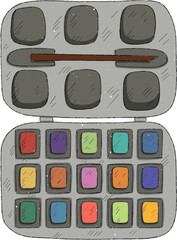Watercolor Palette with Variety of Colors